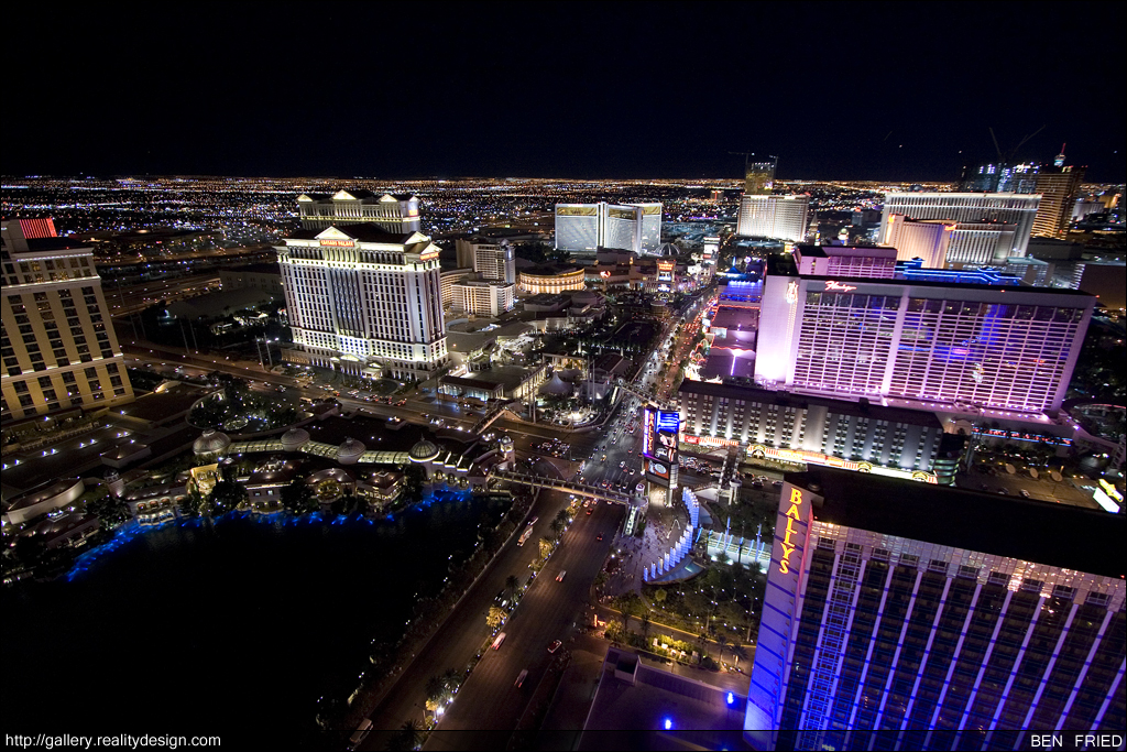 Bally's, Ceasars Palace, and the Strip from Above